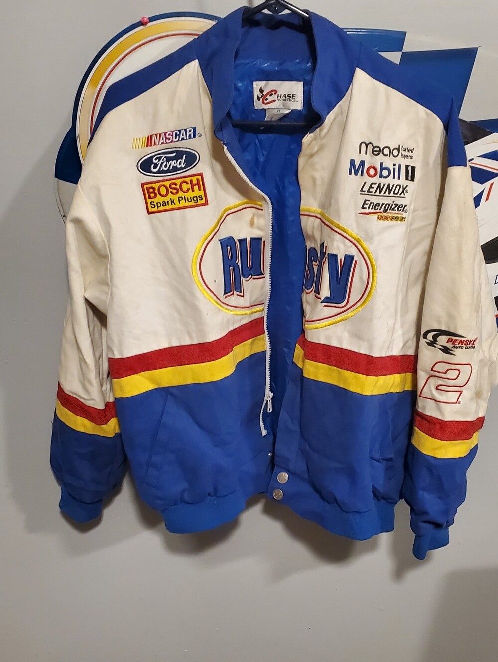 Rusty NASCAR Racing Jacket - Blue, White & Yellow